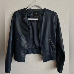 ZARA macy blue Leather crop jacket